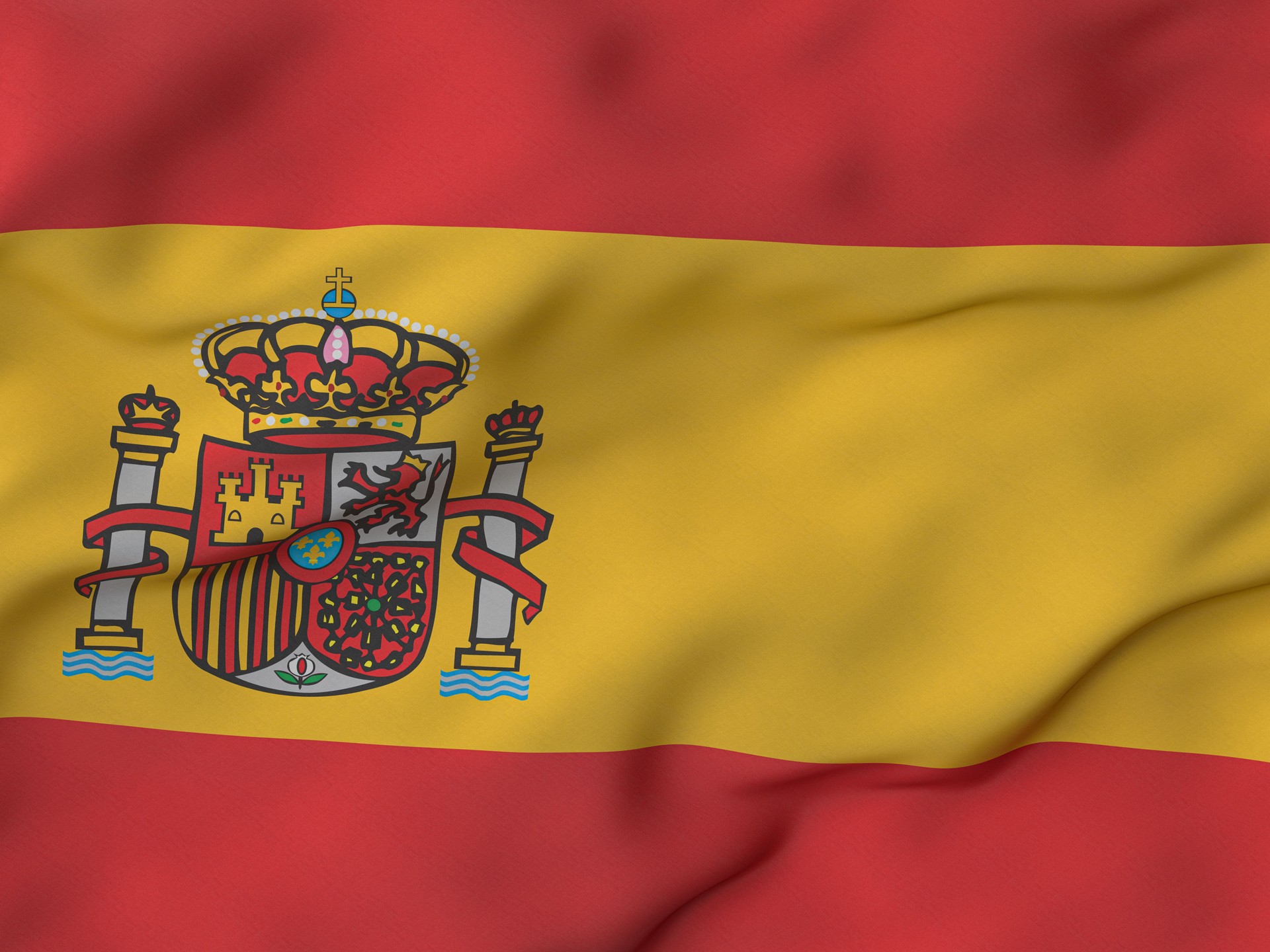Wrinkled fabric Spain flag