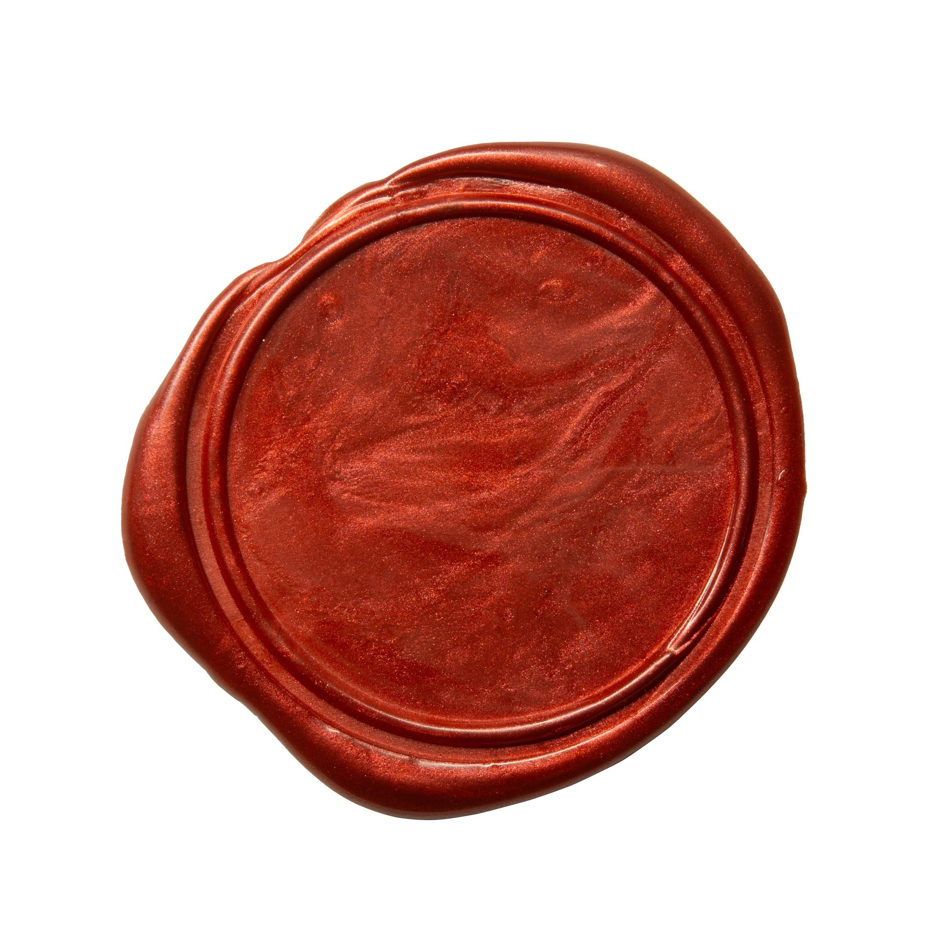 Red vintage wax seal stamp on white background with clipping path